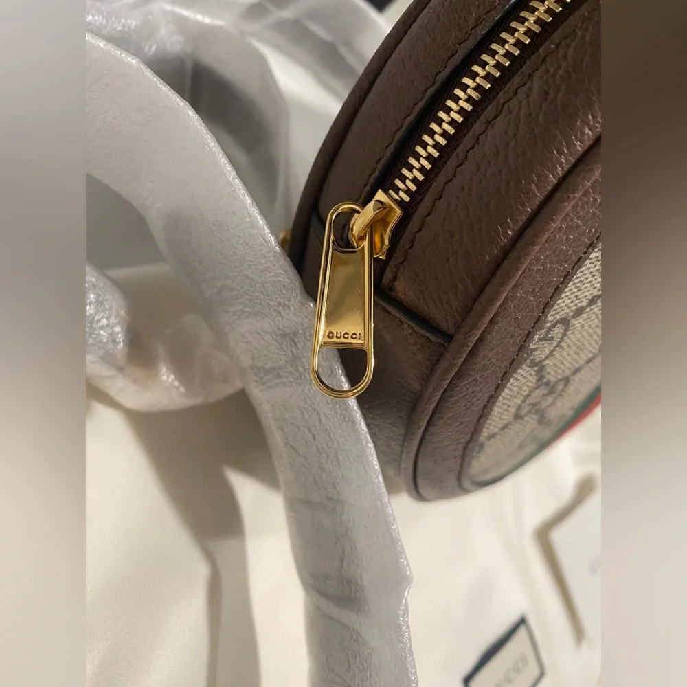 NEW!✨GUCCI✨GG GUCCISSIMA SUPREME & LEATHER ROUND BACKPACK SHOULDER CROSSBODY BAG - Picture 10 of 15